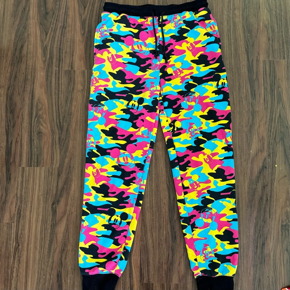 4/$45 Disney Park Mickey Mouse Neon Camo Joggers size Small